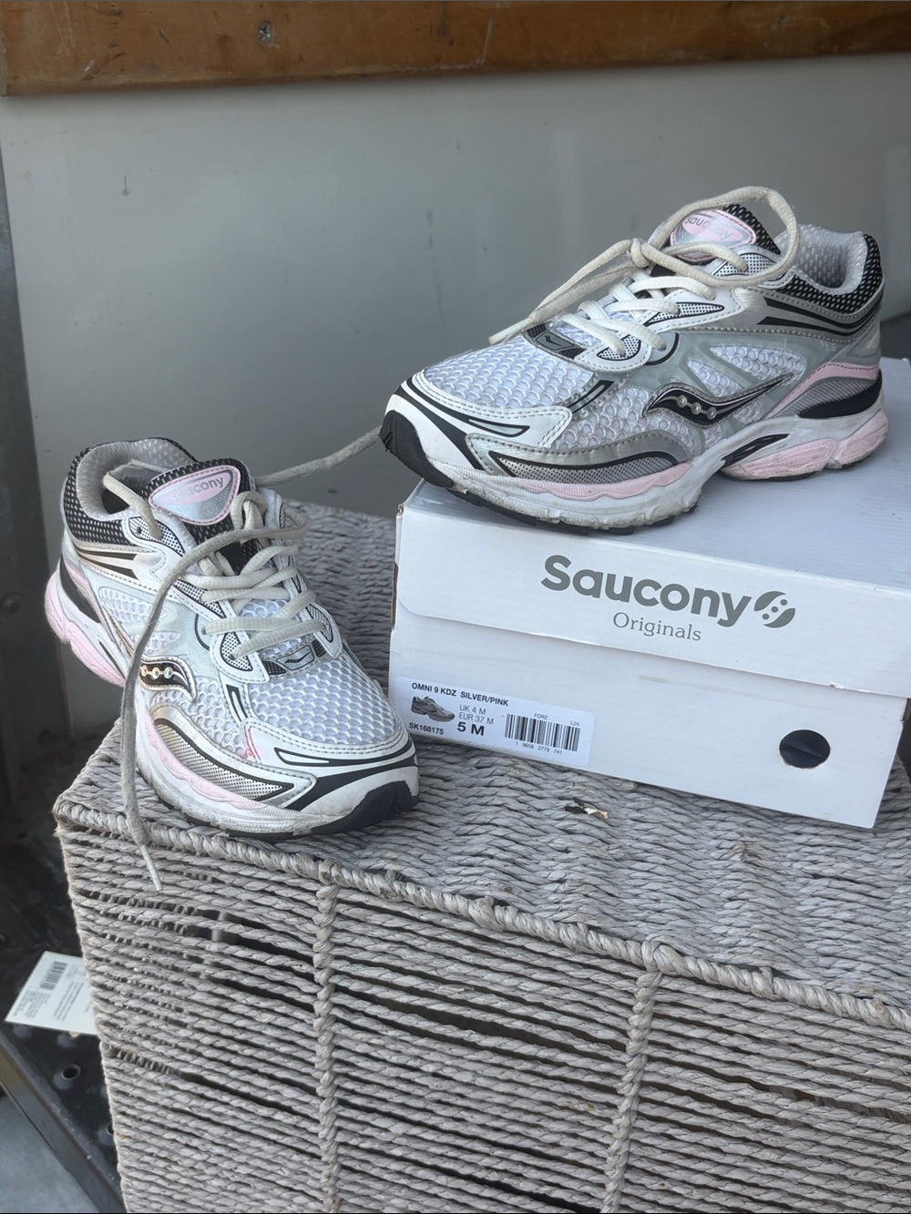 Saucony Kids White, Pink & Black Mesh Sneakers